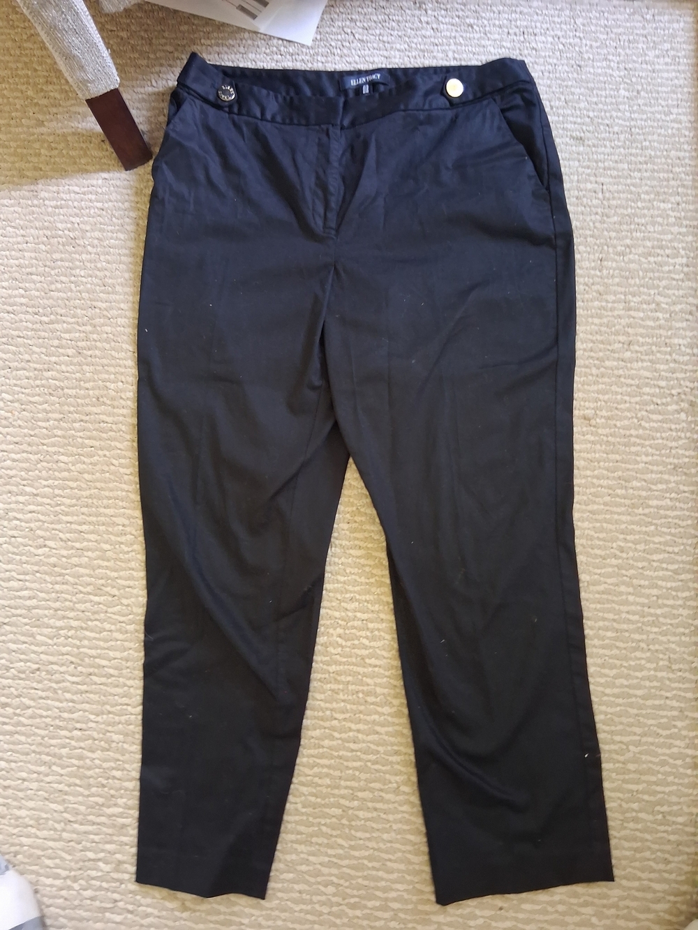 Ellen tracy Black Cotton Tailored Dress Pants